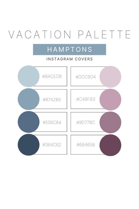 Hamptons Color Palette Vacation Theme Hex Color Palette Blue