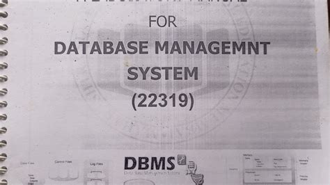 22319 DATABASE MANAGEMENT SYSTEM LAB MANUAL YouTube