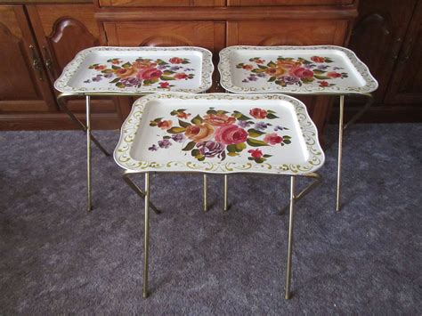 Floral Metal Tv Trays All Metal Tray Tv Table Floral Design Tray