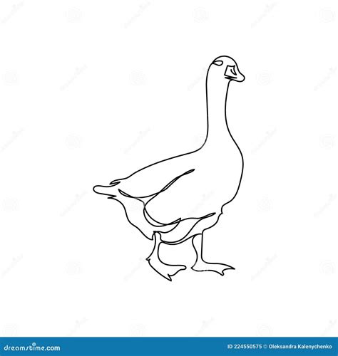 Goose One Line Art Continuous Line Drawing Of Poultry Domestic Animal