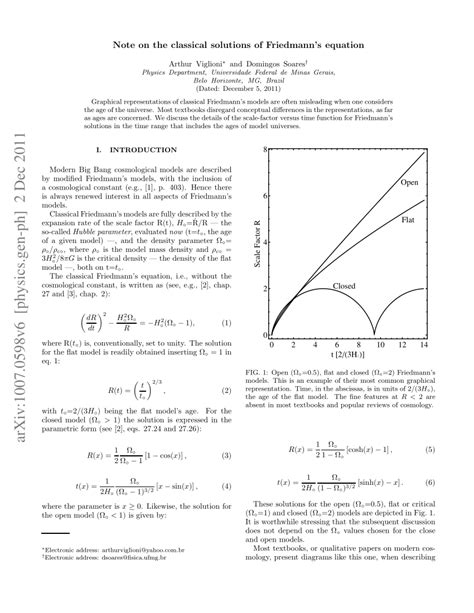 (PDF) Note on the classical solutions of Friedmann's equation