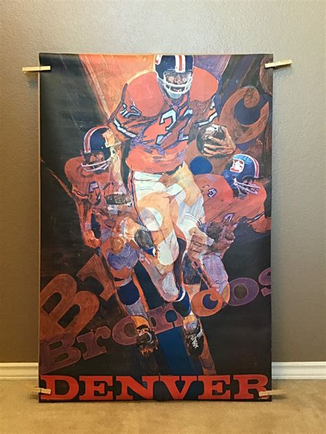 Vintage Football Poster // Denver Broncos Memorabilia | Etsy