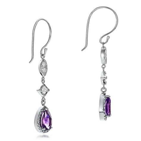 Custom Amethyst And Diamond Halo Earrings Seattle Bellevue