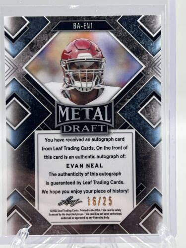 Leaf Metal Draft Evan Neal Purple Prismatic Rookie Autograph Xrc