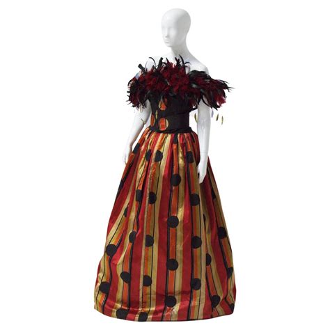 80s Fürstenberg Couture Eccentric Evening Dress With Plumes For Sale At