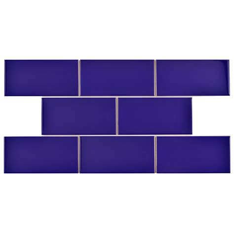 EliteTile Prospect 3 X 6 Ceramic Subway Tile In Royal Blue