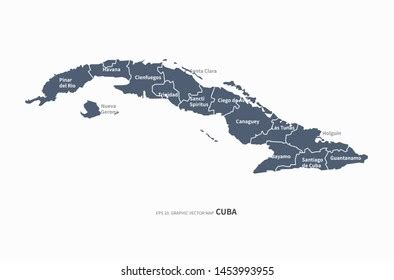 Cuba Island Country Political Map Detailed Stock Vector (Royalty Free ...