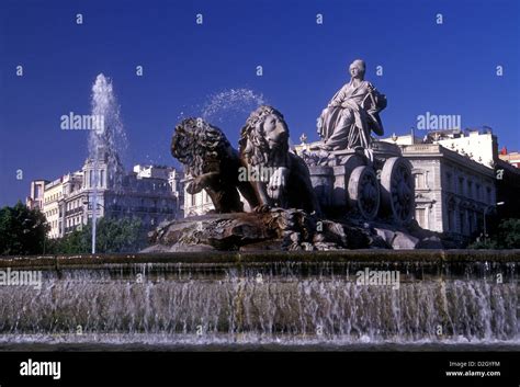 Cibeles Fountain In The Plaza De Cibeles In The Capital City Of Madrid