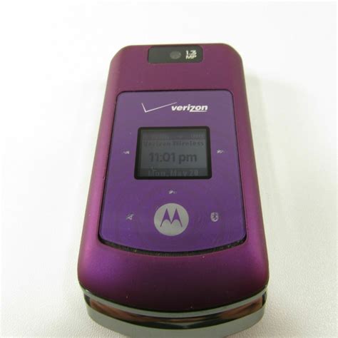 Motorola Verizon W755 Flip Cell Phone Purple Vcast Music 13 Mp Camera