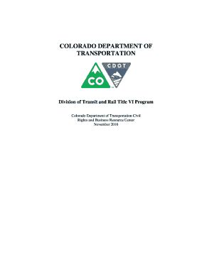 Fillable Online Title VI Plan Requirements Colorado Department Of