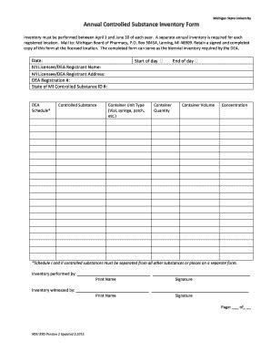 Annual Controlled Substance Inventory Fill And Sign Printable