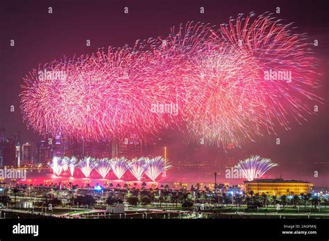 Qatar National Day Fireworks at Doha Corniche Stock Photo - Alamy