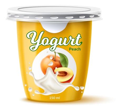 Premium Vector Yogurt Package Design Dairy Product Juicy Peach Fruit