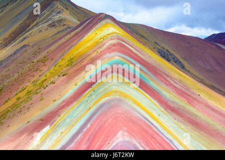 Rainbow Mountains Or Vinicunca Montana De Siete Colores With People