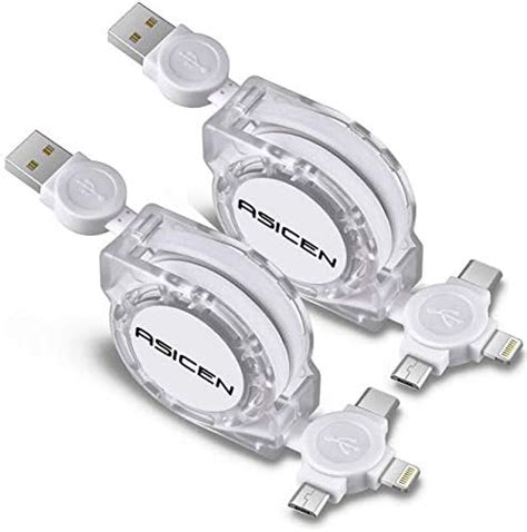 SDBAUX 3A 1M Multi 3 In 1 Cavo Retrattile USB IP Micro USB Tipo C Porta