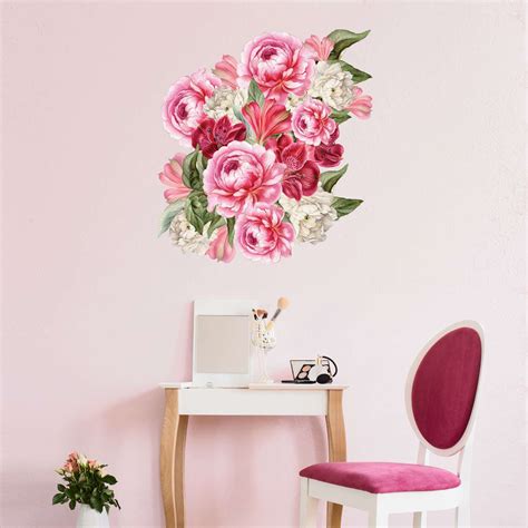 Pink Peony Decal Set Pink Peonies Floral Wall Stickers