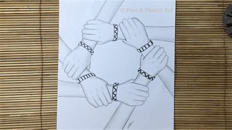 Friendship Day Drawing // How to Draw Hands Holding Hands // Easy Pencil Sketch Drawing | Easy ...