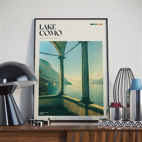 Lake Como Retro Poster Design Lake Como Wall Art Home Etsy Uk