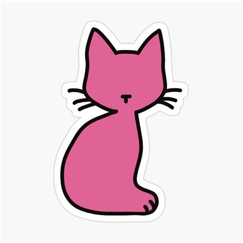 Black Outline Pink Cat Design Sticker For Sale By Krista Robertson In