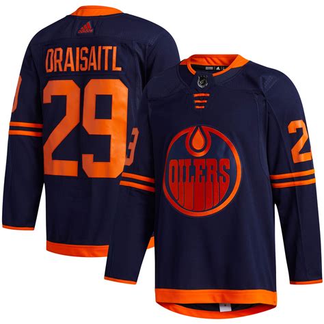 Men's Edmonton Oilers Leon Draisaitl adidas Navy 2019/20 Alternate ...