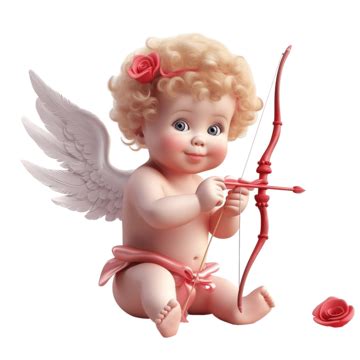 Lindo Pequeño Cupido Día De San Valentín Disparando Arco Y Flecha PNG