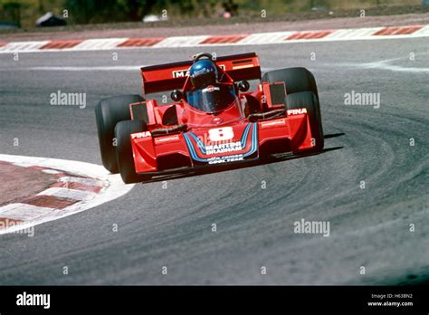 Carlos Pace Driving His Brabham BT44 Alfa Romeo Racing Car 1975 Stock