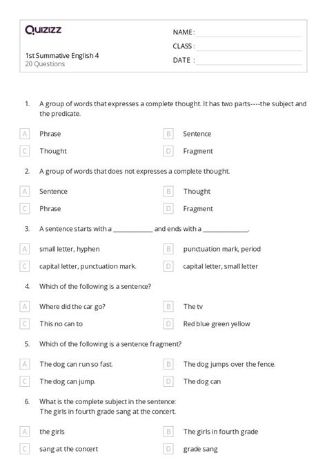 50 Ending Punctuation Worksheets For 4th Grade On Quizizz Free And Printable