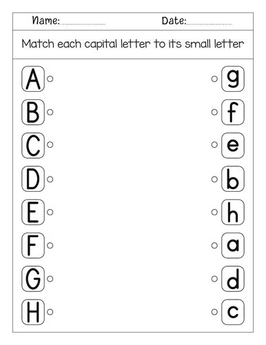 Matching Uppercase And Lowercase Letters Teaching Resources