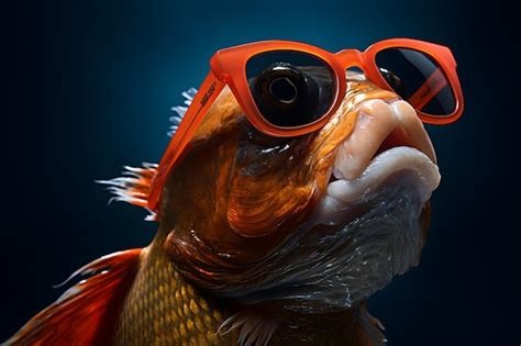 Premium Ai Image Funny Fish Wearing Sunglasses