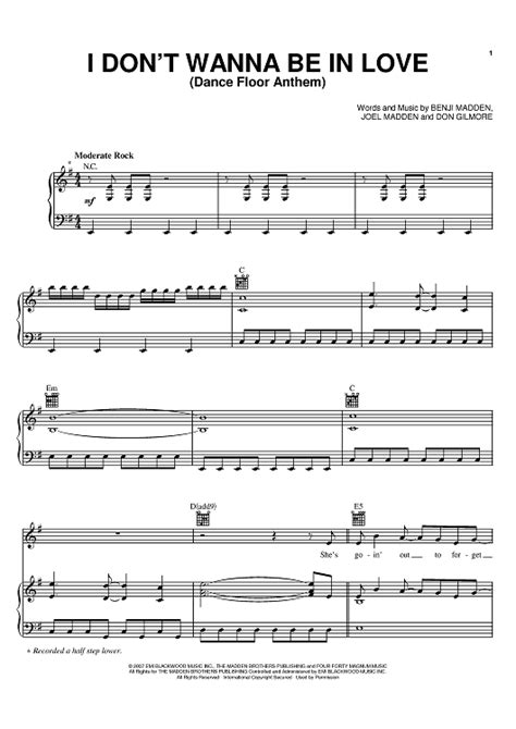 I Dont Wanna Be In Love Dance Floor Anthem Sheet Music By Good