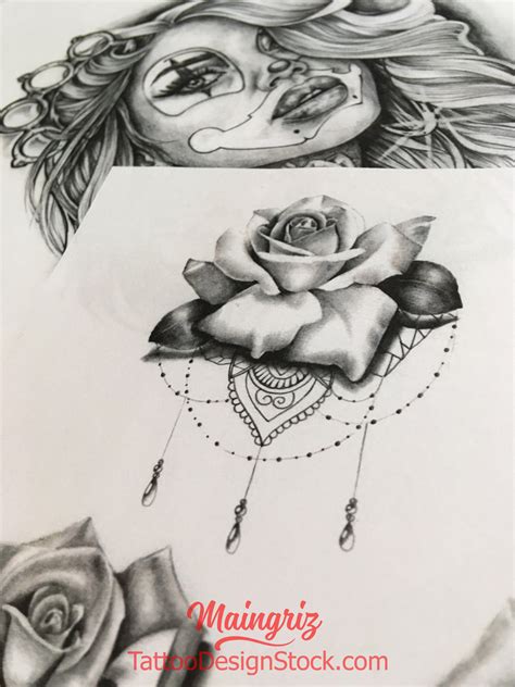 5roses With Lace And Pearl Tattoo Designs Tattoodesignstock