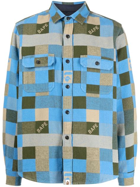 A Bathing Ape® Geometric Print Long Sleeve Shirt Farfetch