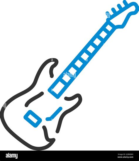 Electric Guitar Icon Editable Bold Outline With Color Fill Design