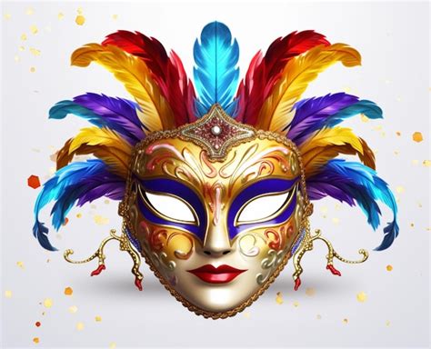 Premium Ai Image A Colorful Carnival Mask With Feathers On It On