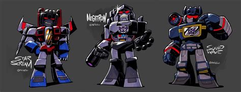 Megatron Starscream And Soundwave Transformers Drawn By Rariatto