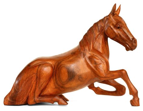 14 Large Wooden Hand Carved Horse Art Figurine Statue Sculpture Wood