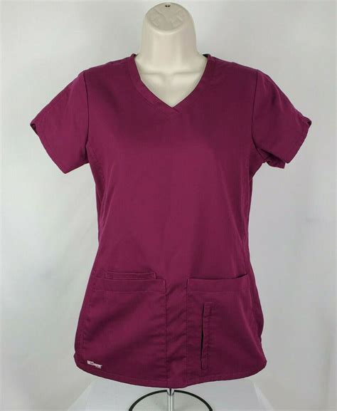 Greys Anatomy Active~wine V Neck Ss 4 Pocket Scrub Top~41423~womens Xs~euc Ebay In 2021