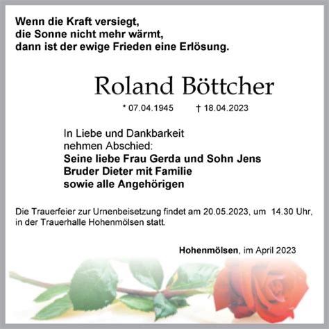 Traueranzeigen von Roland Böttcher abschied nehmen de