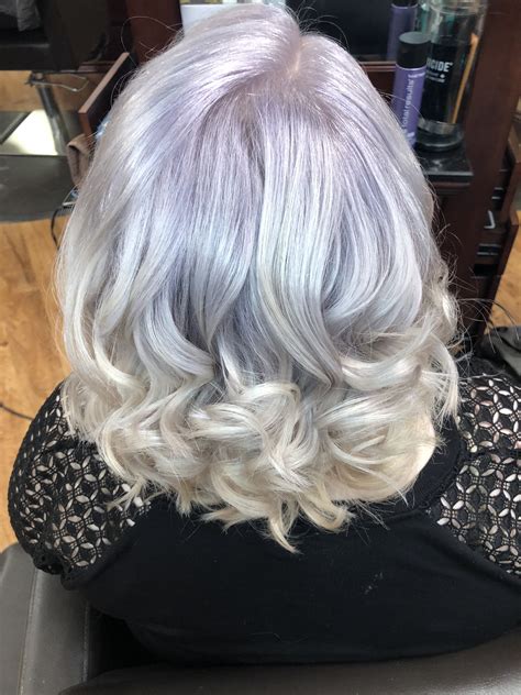 Shadow Root Using Matrix Loved Doing This One Icy Blonde Hair With Lilac Roots Icy Blonde