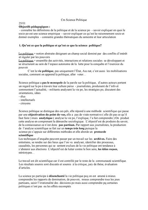 S Cm Sciencespo Semestre Cm Science Politique Objectifs