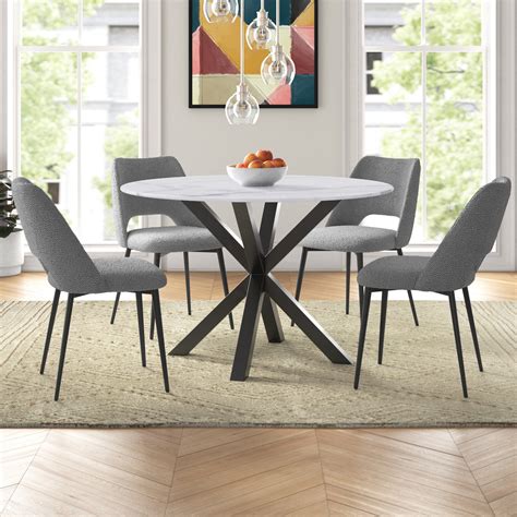 Wade Logan 5 Piece Pedestal Dining Set Reviews Wayfair