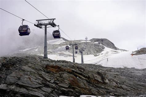 Cable Cars In The Ski Resort In The Mountains Hintertux In Austria