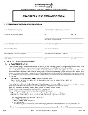 Fillable Online Transfer Exchange Form United Fax Email Print