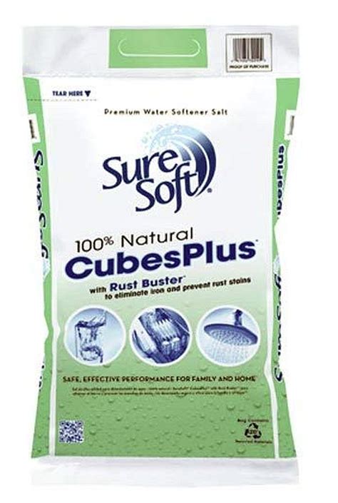 Suresoft 765978 40 Pound 100 Natural Cubes Plus Water Softener Salt With Rust Buster At