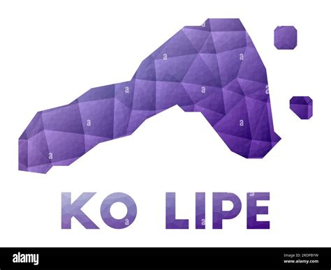 Map of Ko Lipe. Low poly illustration of the island. Purple geometric design. Polygonal vector ...