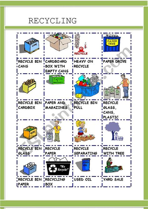 RECYCLING - ESL worksheet by gemaherlo