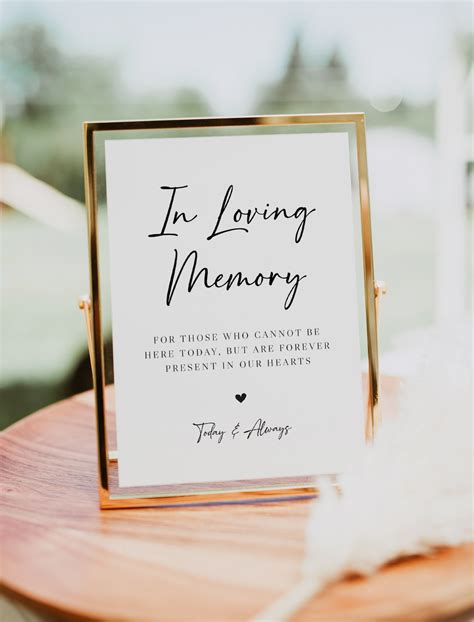 In Loving Memory Wedding Sign Instant Download Wedding Memory Sign Memory Table Sign In