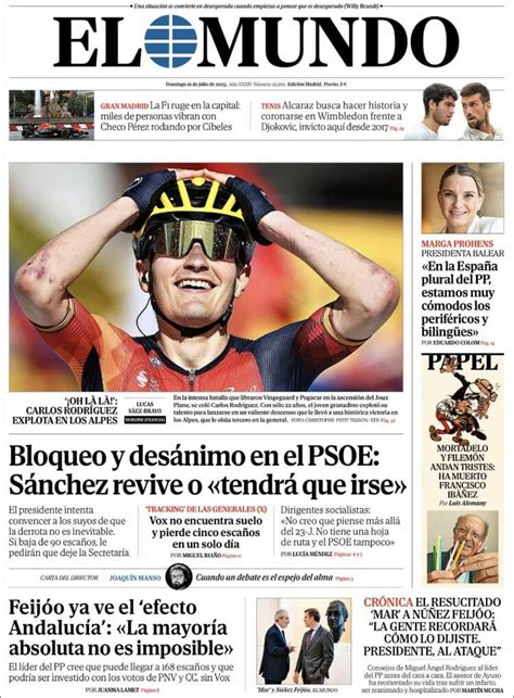 Portada Del Diario El Mundo Del Día 16072023 News Europa