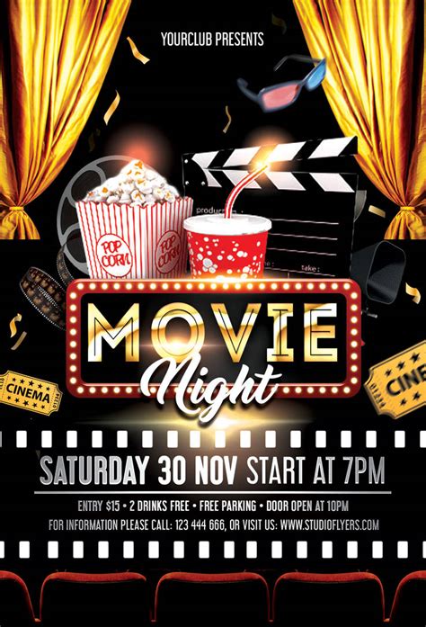 Movie Night Free PSD Flyer Template by StudioFlyers on DeviantArt