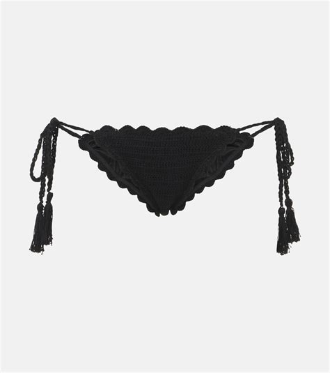Crochet Cotton Bikini Bottoms In Black Anna Kosturova Mytheresa